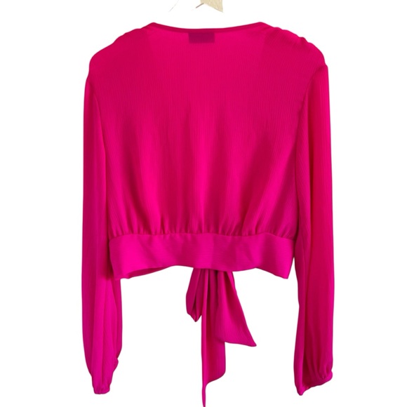 Vici Fuchsia Tie-Front Blouse - Picture 4 of 5